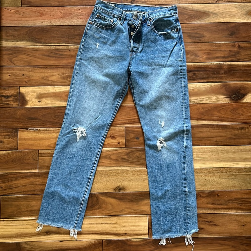 Levi’s Straight Leg Distressed Jeans